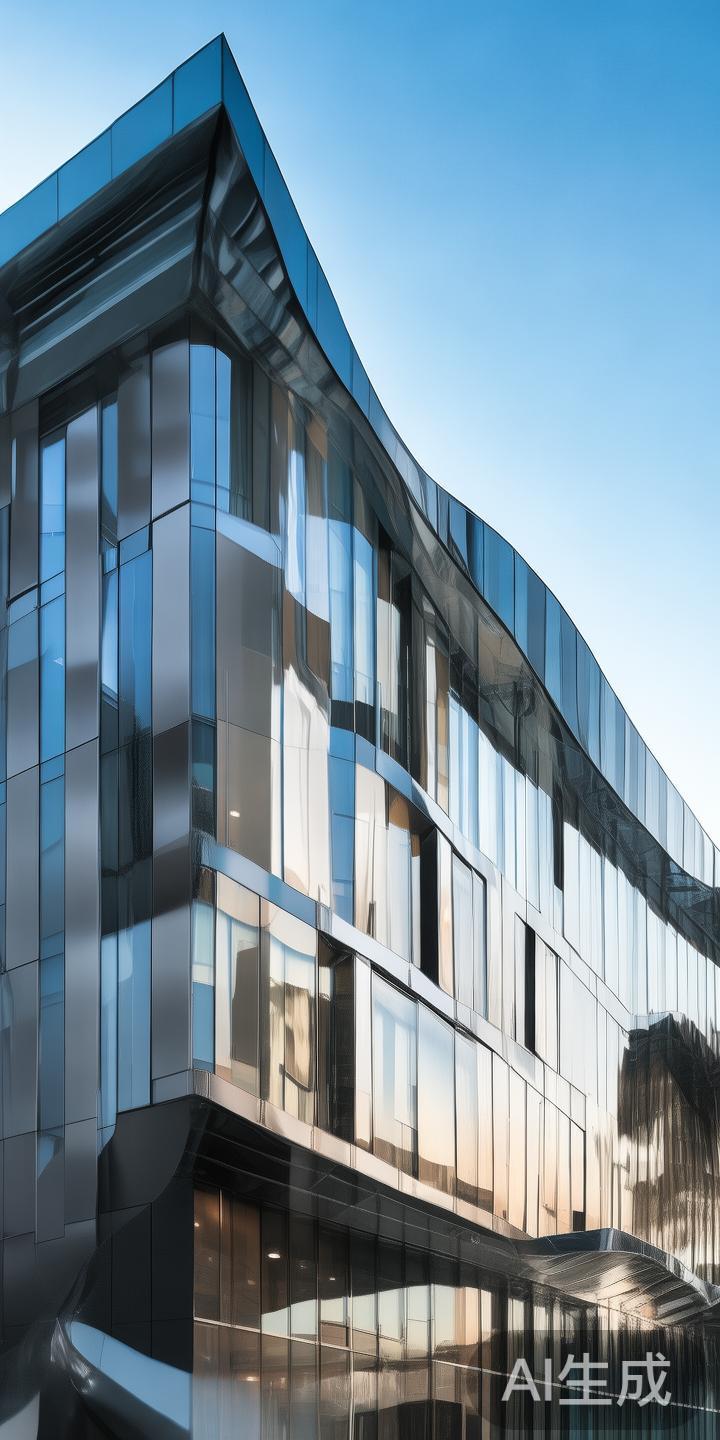 设计中，广泛运用了玻璃幕墙和金属材料，使得建筑物在